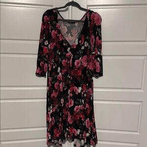 Torrid Floral Black and Pink Dress